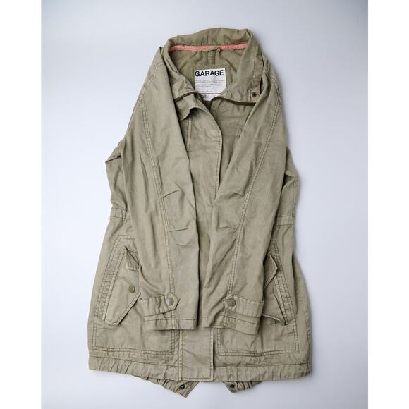 Garage Women’s Jacket Small Olive Green Utility Military Style Full Zip Pockets - Picture 9 of 12